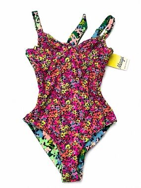 NWT Maaji Reversible Women’s Floral One-Piece Swimsuit - Pink, Medium